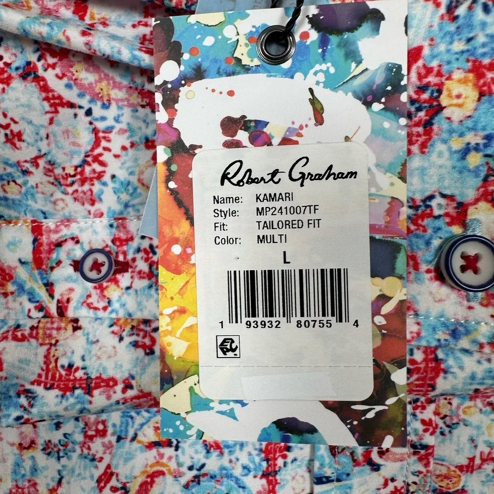 Robert Graham Shirt Mens Large Tailored Kamari Colorful Paisley Long Sleeve NEW